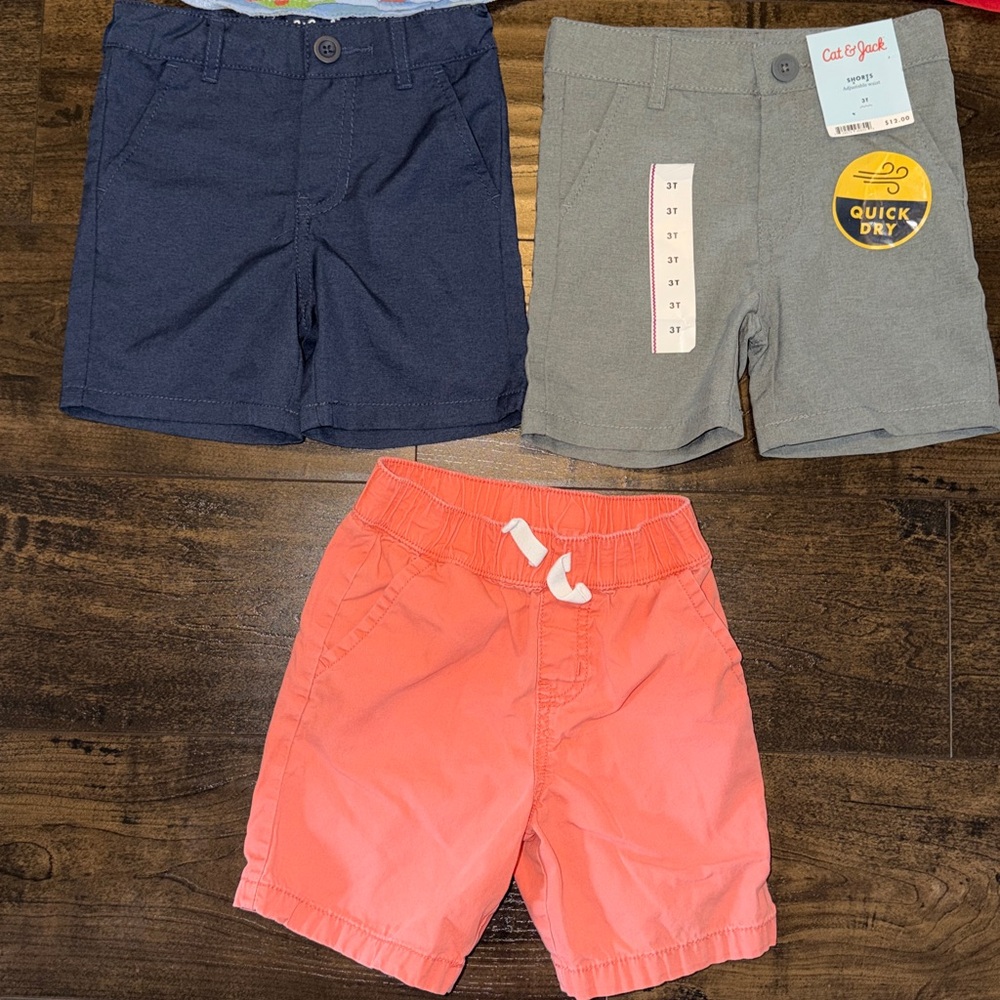 Blue Dino Button Down, Construction Tee, Chino & Coral Casual Shorts - Picture 6 of 10